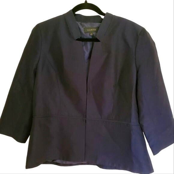 Talbots Cotton & Silk Navy Blue Blazer - Picture 1 of 6